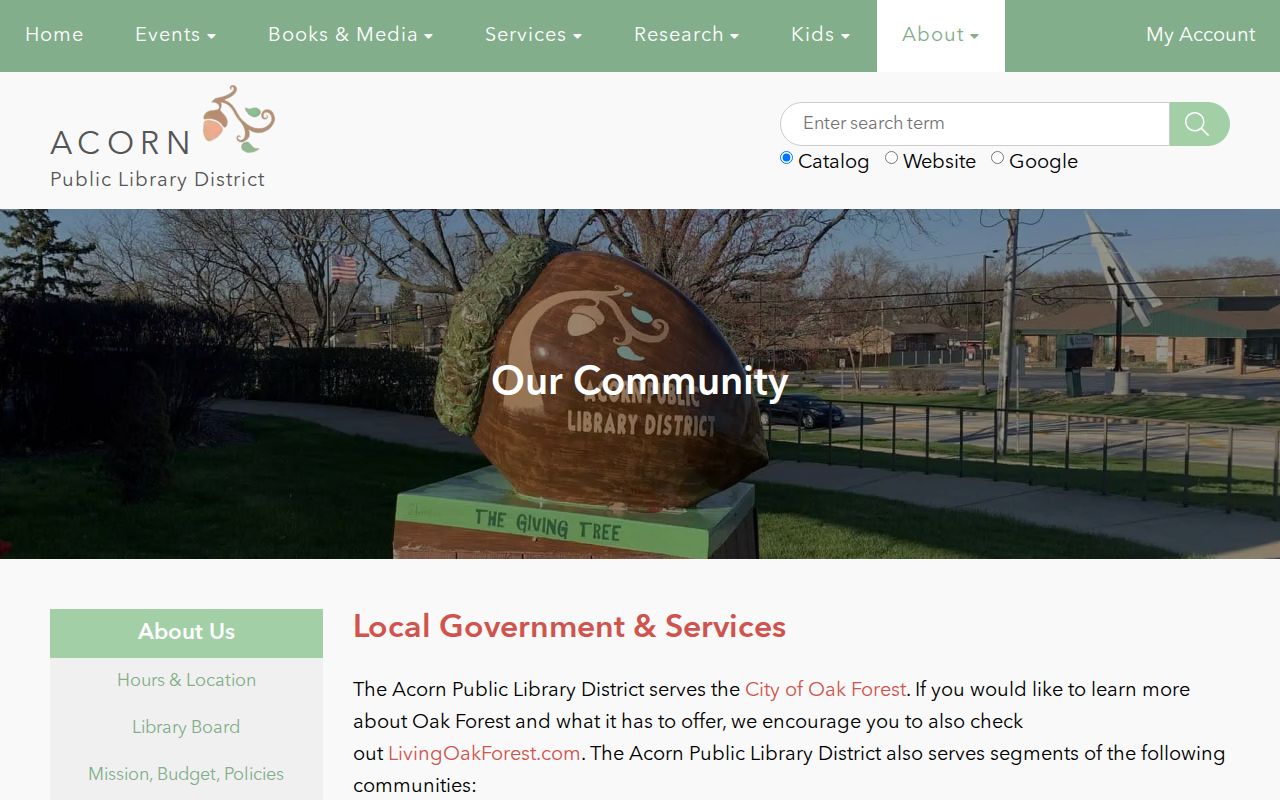 Acorn Public Library community resources for Oak Forest genealogy research