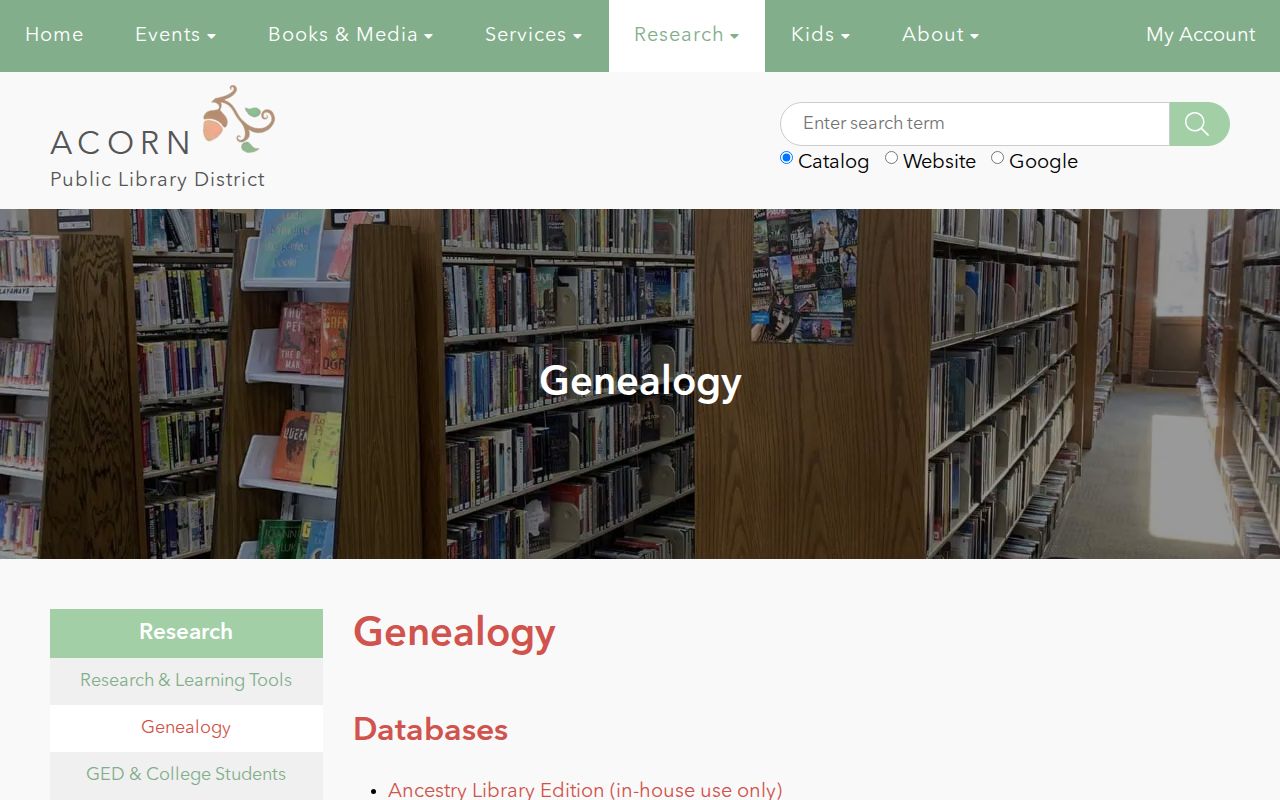 Acorn Public Library genealogy resources for Oak Forest historical resident research
