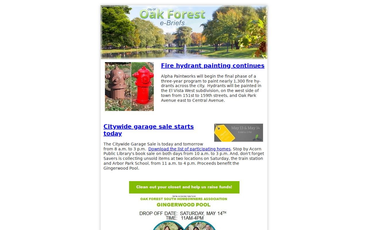 Oak Forest neighbors Fieldcrest Neighborhood Watch public notice